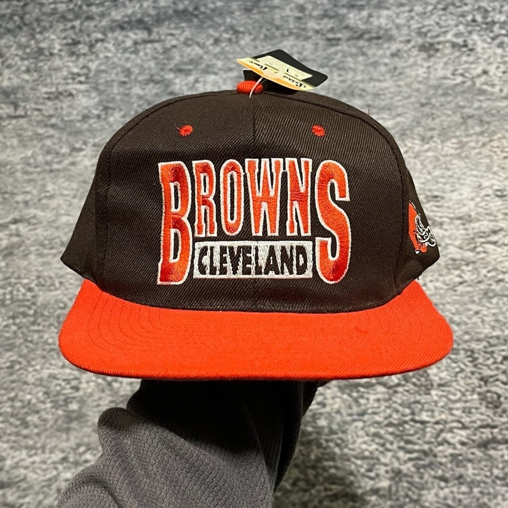 VTG Cleveland Browns Drew Pearson Hat Snap Back 90s Embroidered Orange Brown NEW